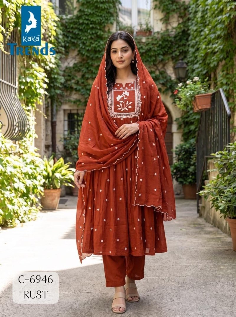 Dn 6946 By Kaya Mull Chanderi Kurti With Bottom Dupatta 